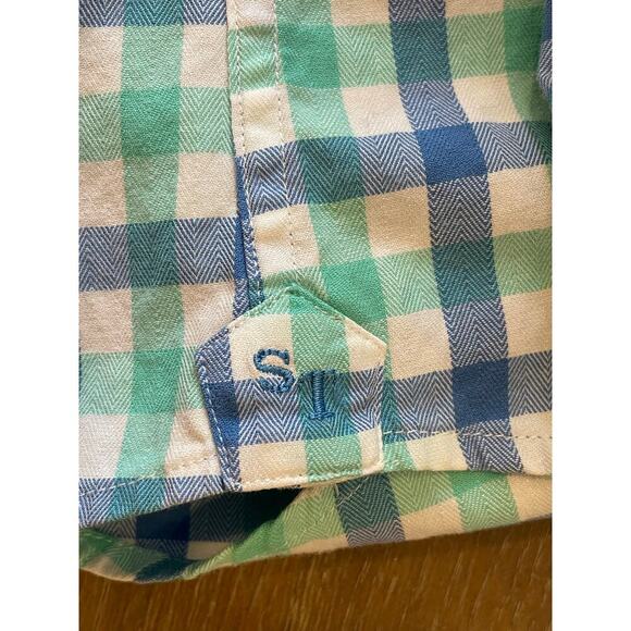 SOUTHERN TIDE Classic Fit Blue/Green Plaid Button Down Shirt Men's size L - Picture 7 of 10